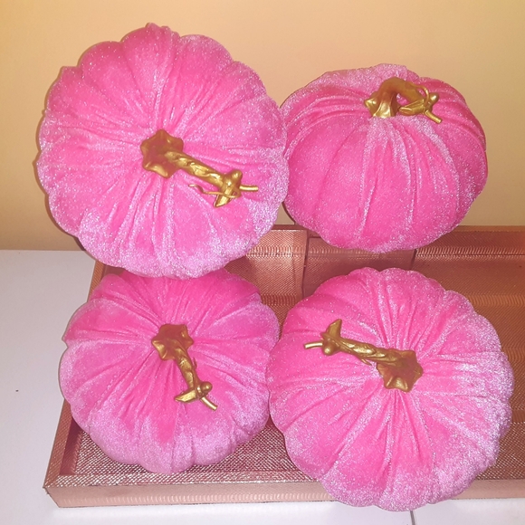 Fall Decoration Hot Pink Pumpkin 4pc Bundle - Picture 2 of 3